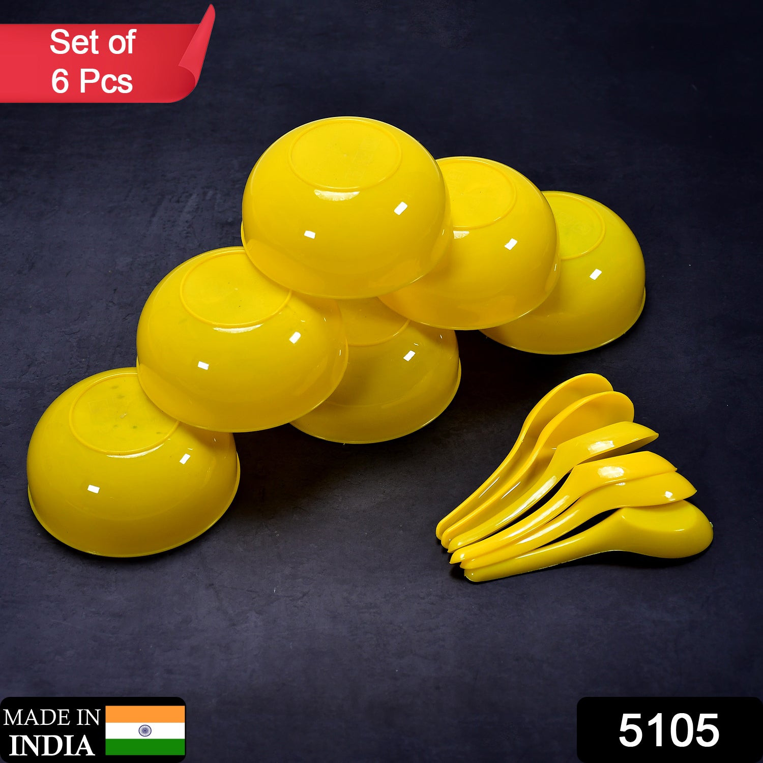 5105 Soup Bowl Spoon Set Plastic For Kitchen  Home Use 5105 Soup Bowl Spoon Set Plastic For Kitchen  Home Use